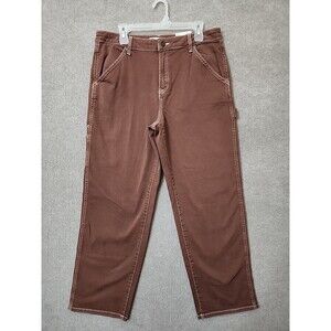 SO High Rise Carpenter Jeans Womens Juniors 32 15 Brown Wide Leg Cargo NEW